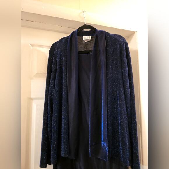 Vtg Y2K 90s Sleeveless Blue Shimmer Maxi Dress Evening Gown Jacket Leslie Fay 14 - Picture 10 of 10